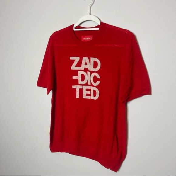 ZADIG & VOLTAIRE Ida CP Cashmere Zaddicted Tee FLAWED new no  tags - Picture 6 of 12